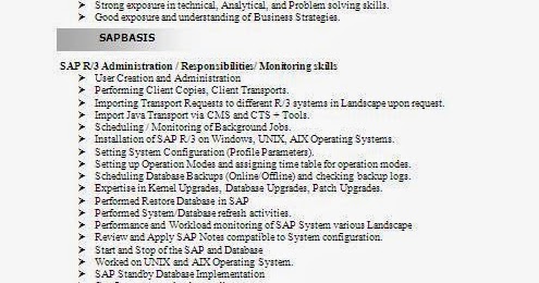 Sap basis consultant experience resume